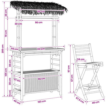 vidaXL Outdoor Bar Table and Stools 3 pcs Natural Bamboo
