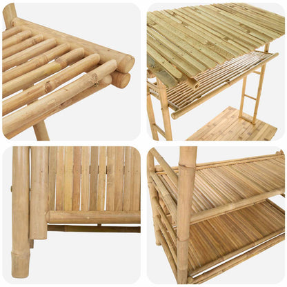 vidaXL Outdoor Bar Table and Stools 3 pcs Natural Bamboo