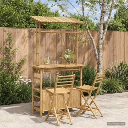 vidaXL Outdoor Bar Table and Stools 3 pcs Natural Bamboo