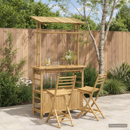 vidaXL Outdoor Bar Table and Stools 3 pcs Natural Bamboo