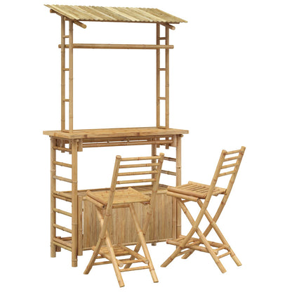 vidaXL Outdoor Bar Table and Stools 3 pcs Natural Bamboo