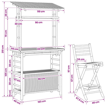 vidaXL Outdoor Bar Table and Stools 3 pcs Natural Bamboo