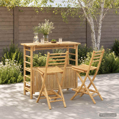 vidaXL Outdoor Bar Table and Stools 3 pcs Natural Bamboo