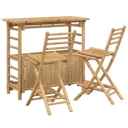 vidaXL Outdoor Bar Table and Stools 3 pcs Natural Bamboo