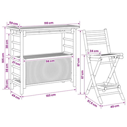vidaXL Outdoor Bar Table and Stools 3 pcs Natural Bamboo