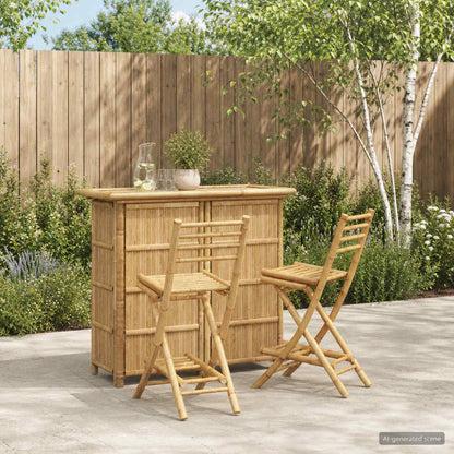 vidaXL Outdoor Bar Table and Stools 3 pcs Natural Bamboo
