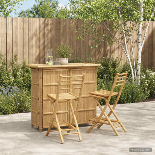 vidaXL Outdoor Bar Table and Stools 3 pcs Natural Bamboo