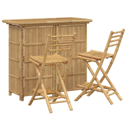 vidaXL Outdoor Bar Table and Stools 3 pcs Natural Bamboo
