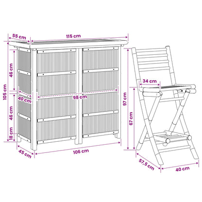 vidaXL Outdoor Bar Table and Stools 3 pcs Natural Bamboo