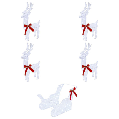 vidaXL Christmas Reindeer with sleigh 5 pcs 240 LEDs Cold White