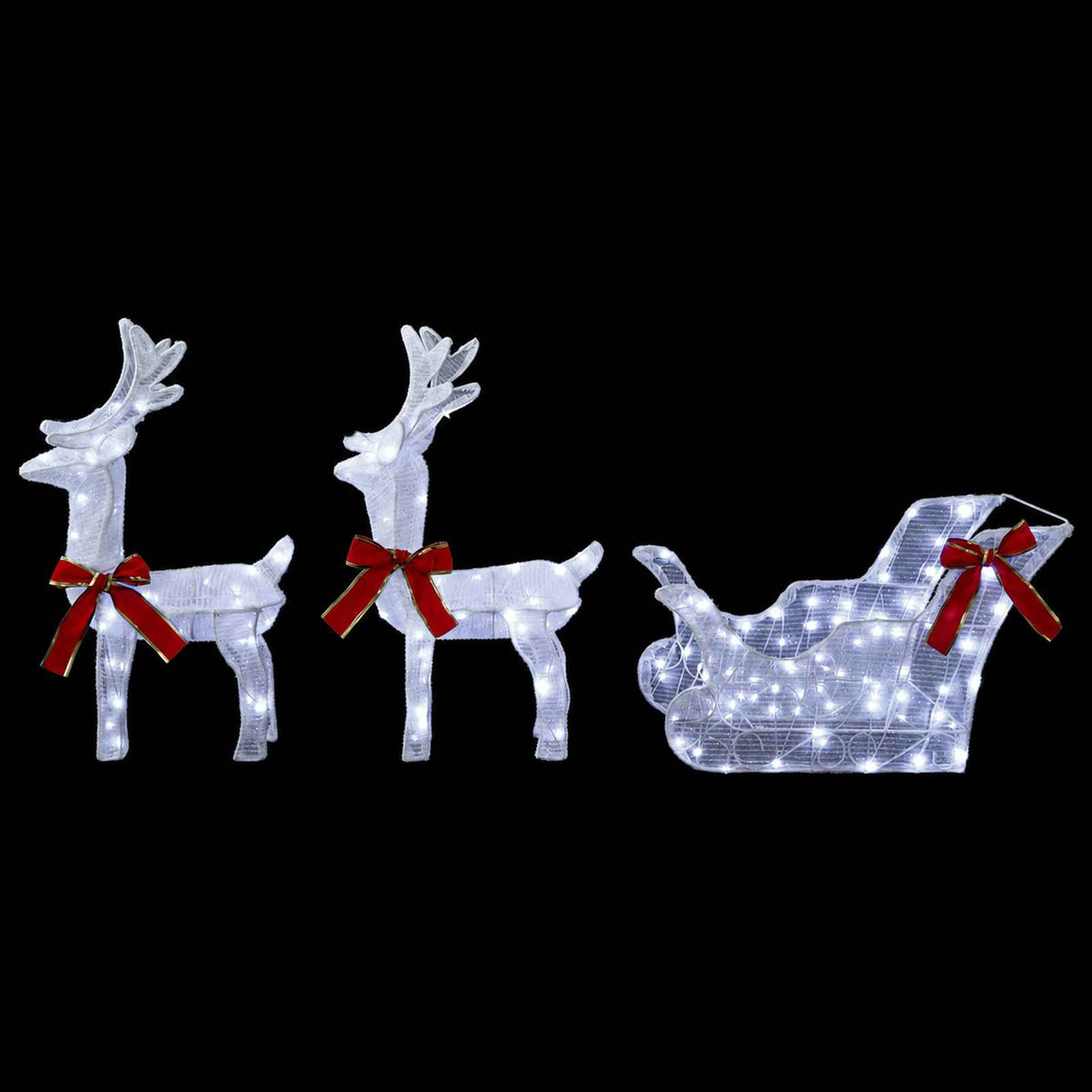 vidaXL Christmas Reindeer with sleigh 5 pcs 240 LEDs Cold White