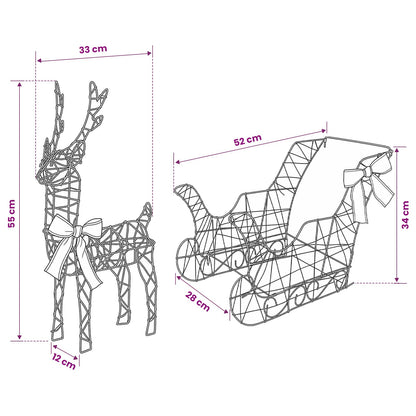 vidaXL Christmas Reindeer with sleigh 5 pcs 240 LEDs Cold White