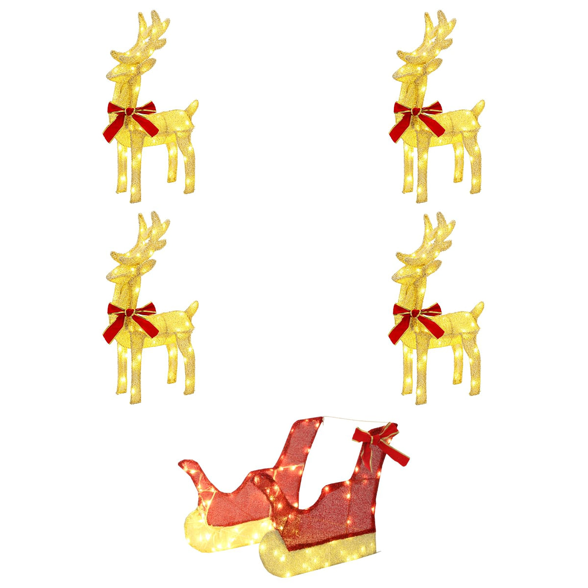 vidaXL Christmas Reindeer with sleigh 5 pcs 240 LEDs Warm White