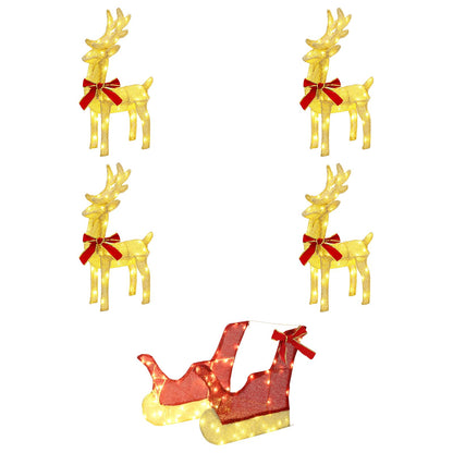 vidaXL Christmas Reindeer with sleigh 5 pcs 240 LEDs Warm White