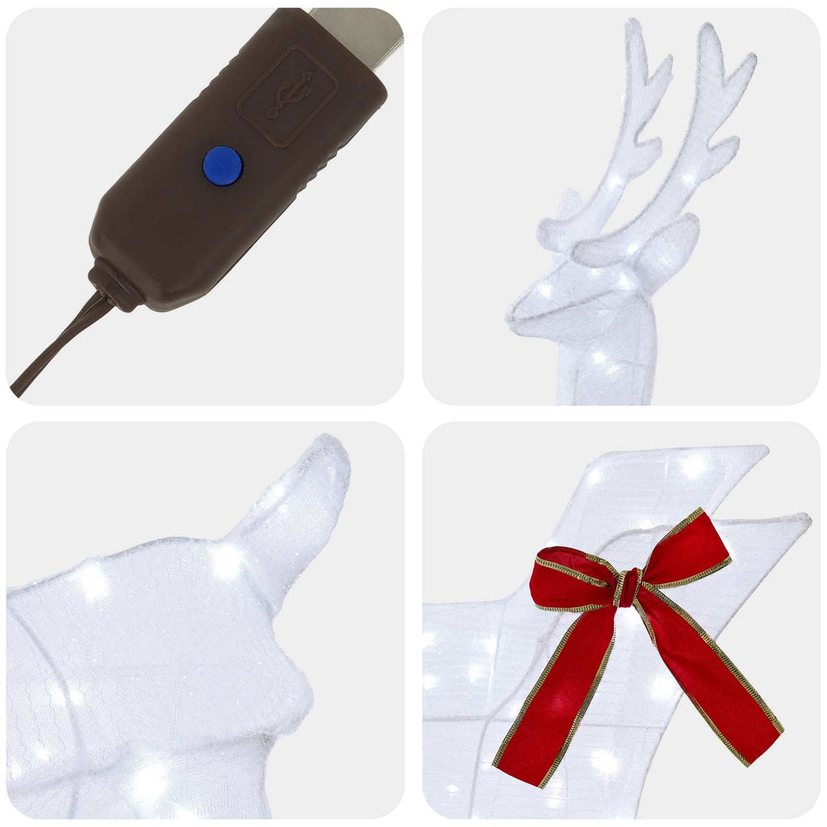 vidaXL Christmas Reindeer with sleigh 7 pcs 320 LEDs Cold White