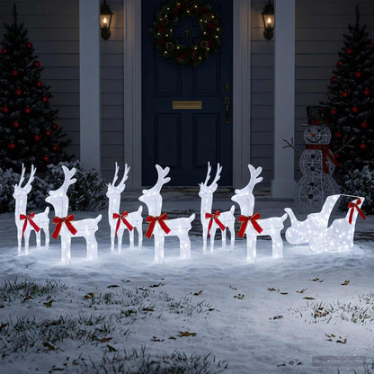vidaXL Christmas Reindeer with sleigh 7 pcs 320 LEDs Cold White