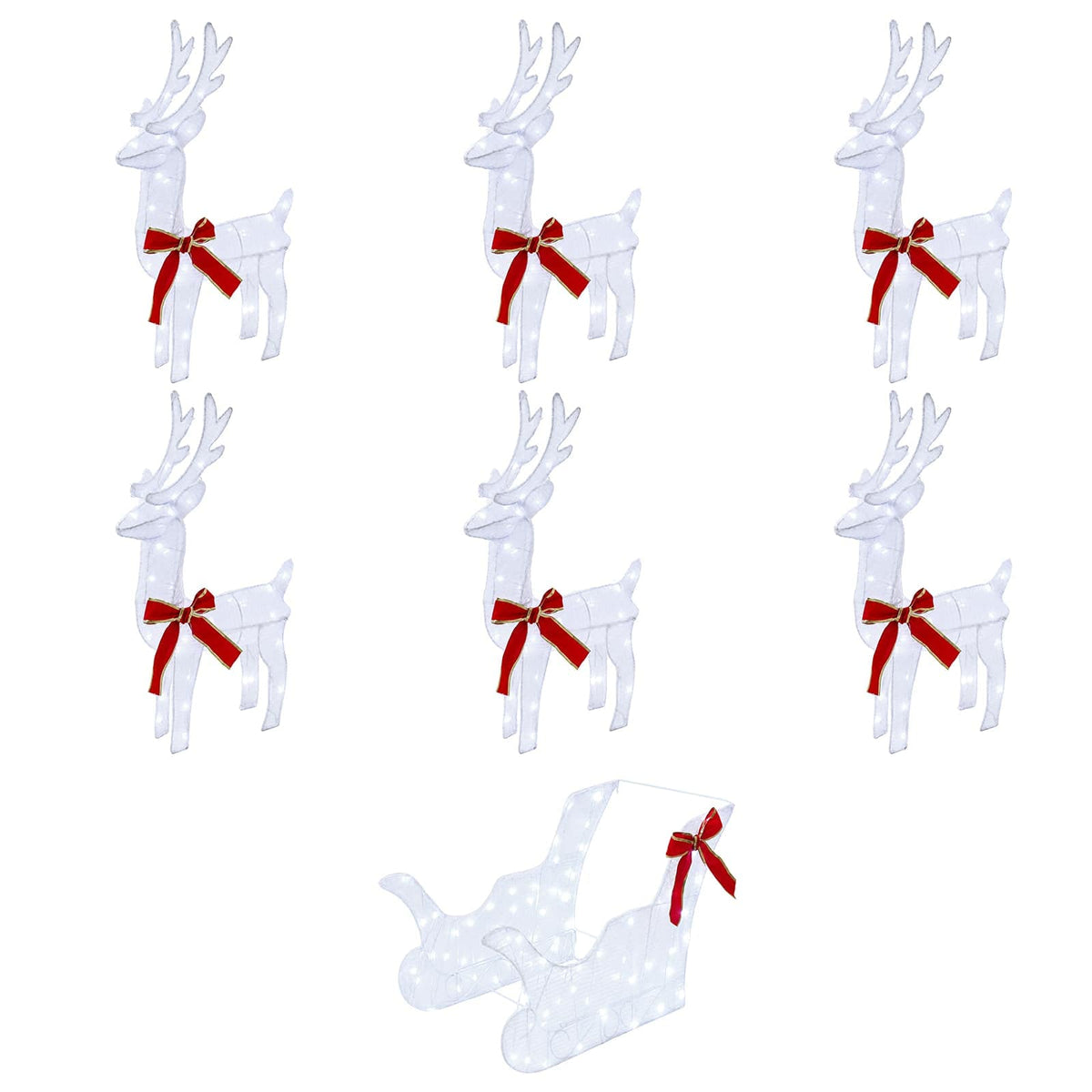 vidaXL Christmas Reindeer with sleigh 7 pcs 320 LEDs Cold White