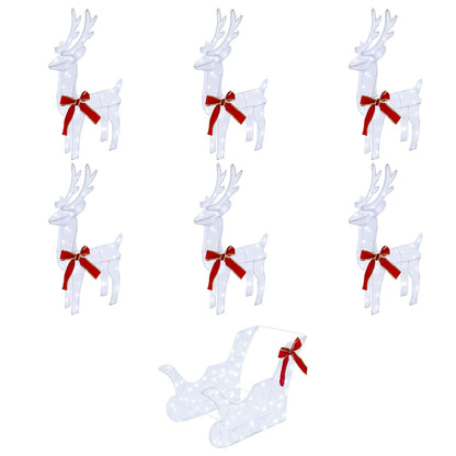 vidaXL Christmas Reindeer with sleigh 7 pcs 320 LEDs Cold White