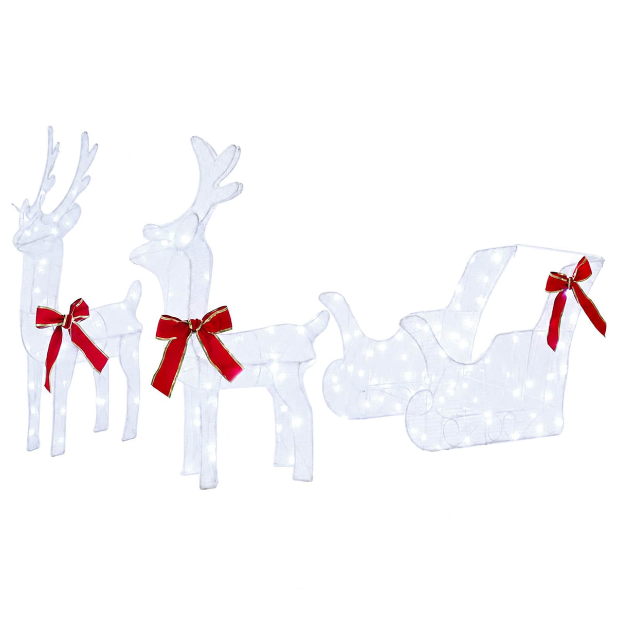 vidaXL Christmas Reindeer with sleigh 7 pcs 320 LEDs Cold White