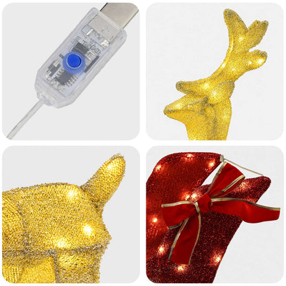 vidaXL Christmas Reindeer with sleigh 7 pcs 320 LEDs Warm White