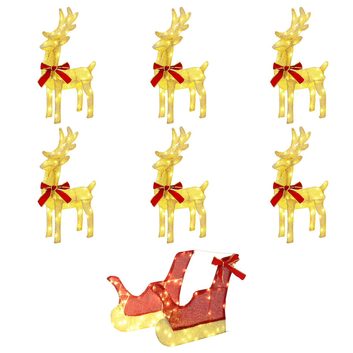 vidaXL Christmas Reindeer with sleigh 7 pcs 320 LEDs Warm White