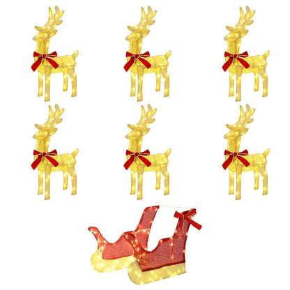 vidaXL Christmas Reindeer with sleigh 7 pcs 320 LEDs Warm White