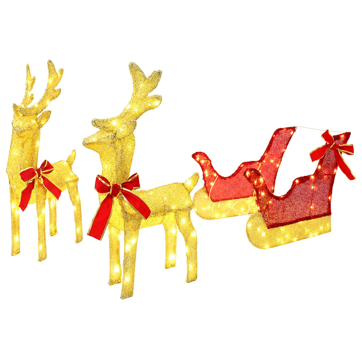 vidaXL Christmas Reindeer with sleigh 7 pcs 320 LEDs Warm White