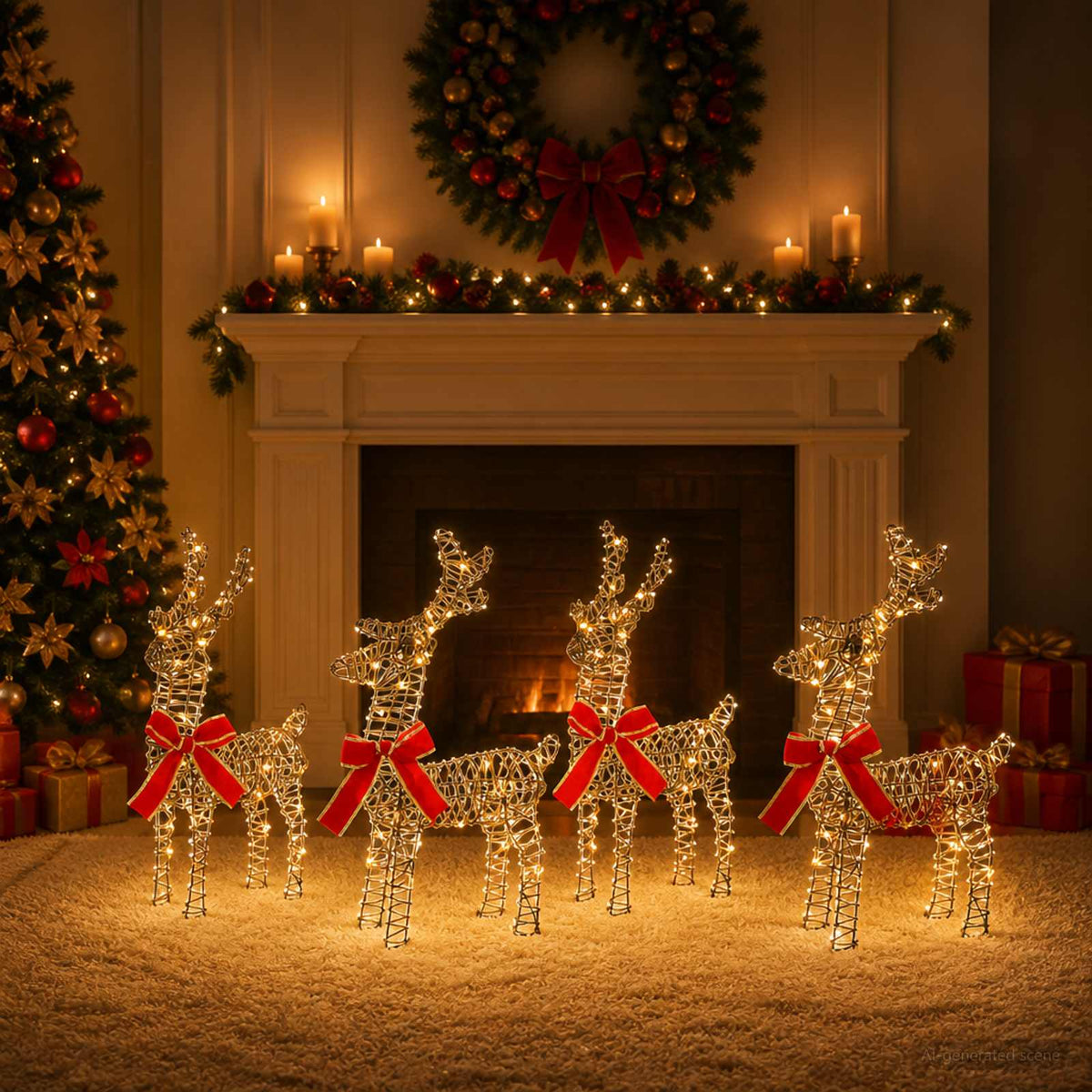 vidaXL Christmas Reindeer 4 pcs 160 LEDs Warm White