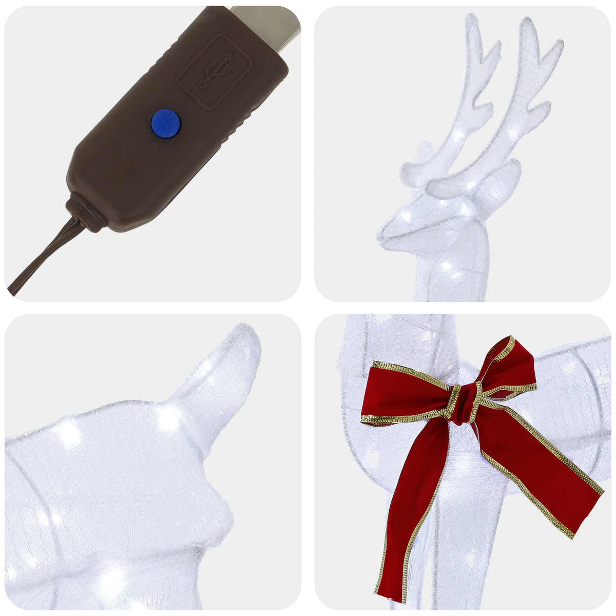 vidaXL Christmas Reindeer 4 pcs 160 LEDs Cold White