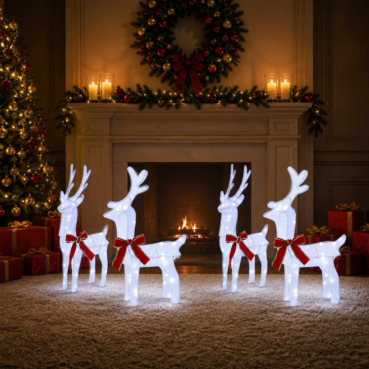 vidaXL Christmas Reindeer 4 pcs 160 LEDs Cold White