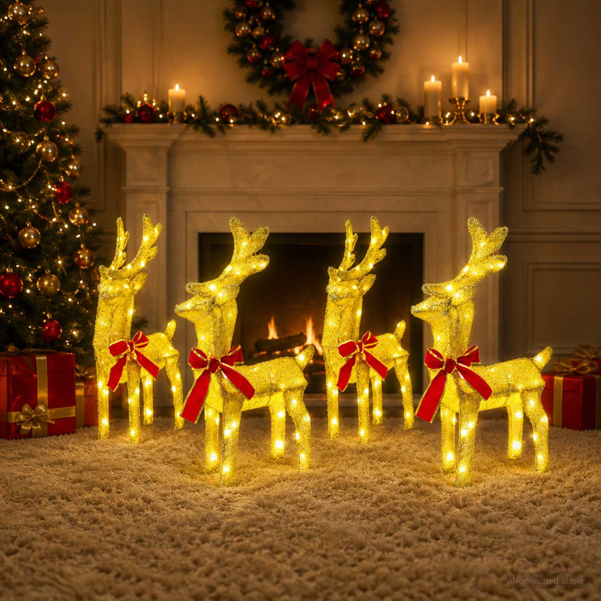 vidaXL Christmas Reindeer 4 pcs 160 LEDs Warm White