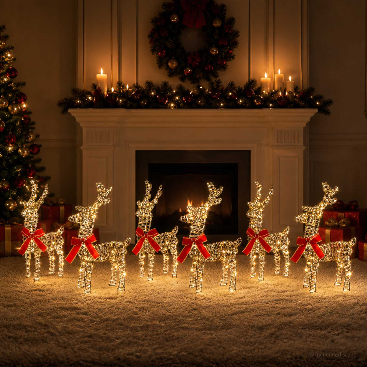 vidaXL Christmas Reindeer 6 pcs 240 LEDs Warm White