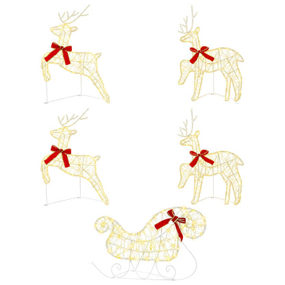 vidaXL Christmas Reindeer with sleigh 5 pcs 100 LEDs Warm White