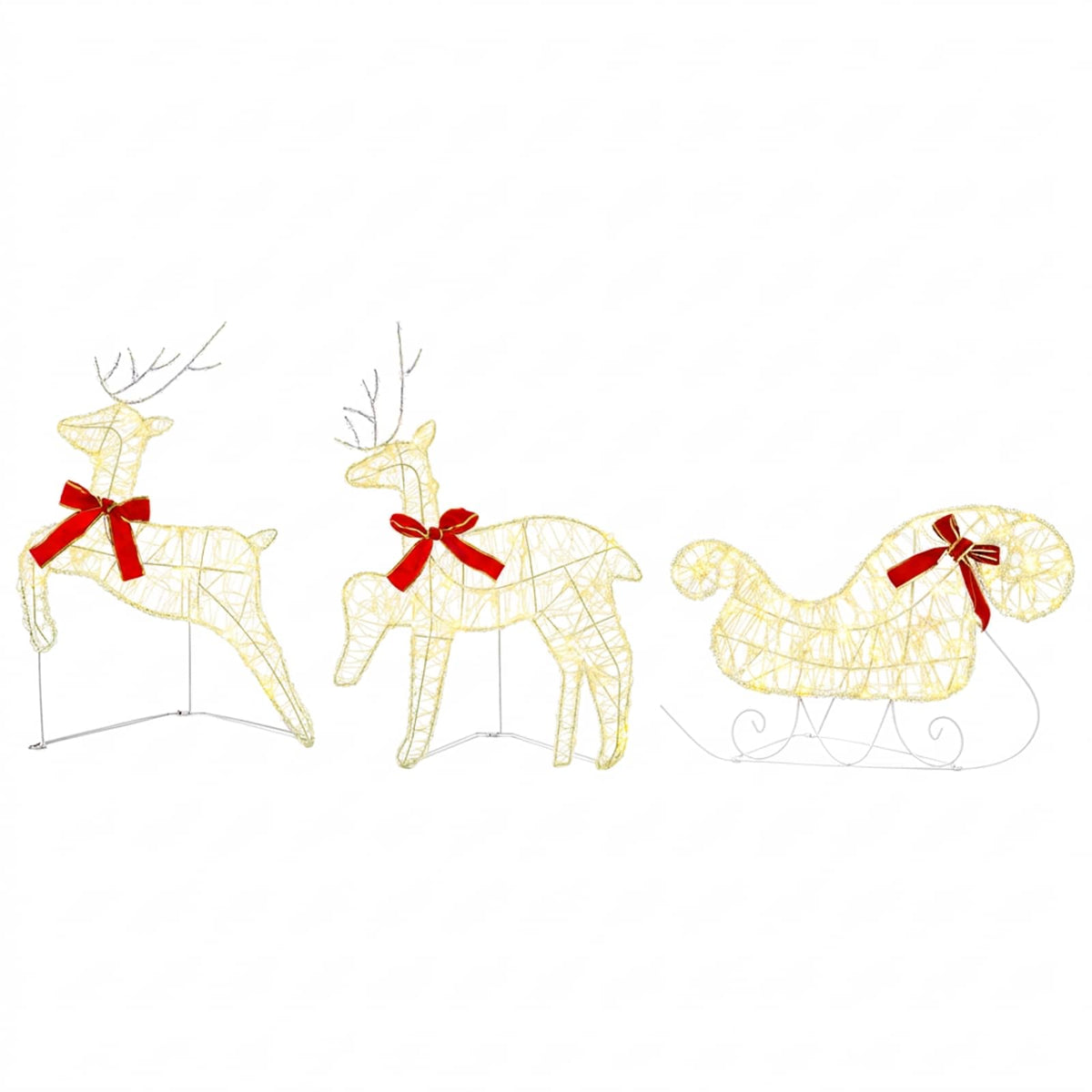 vidaXL Christmas Reindeer with sleigh 5 pcs 100 LEDs Warm White