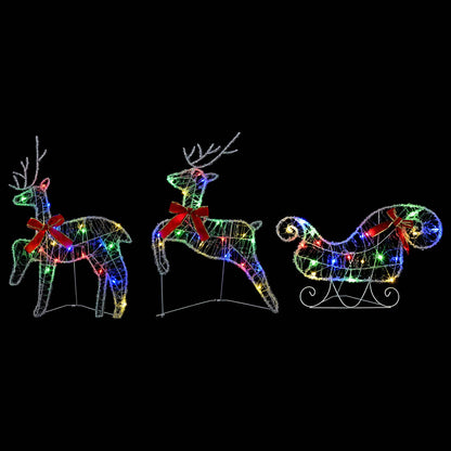vidaXL Christmas Reindeer with sleigh 5 pcs 100 LEDs Multicolour