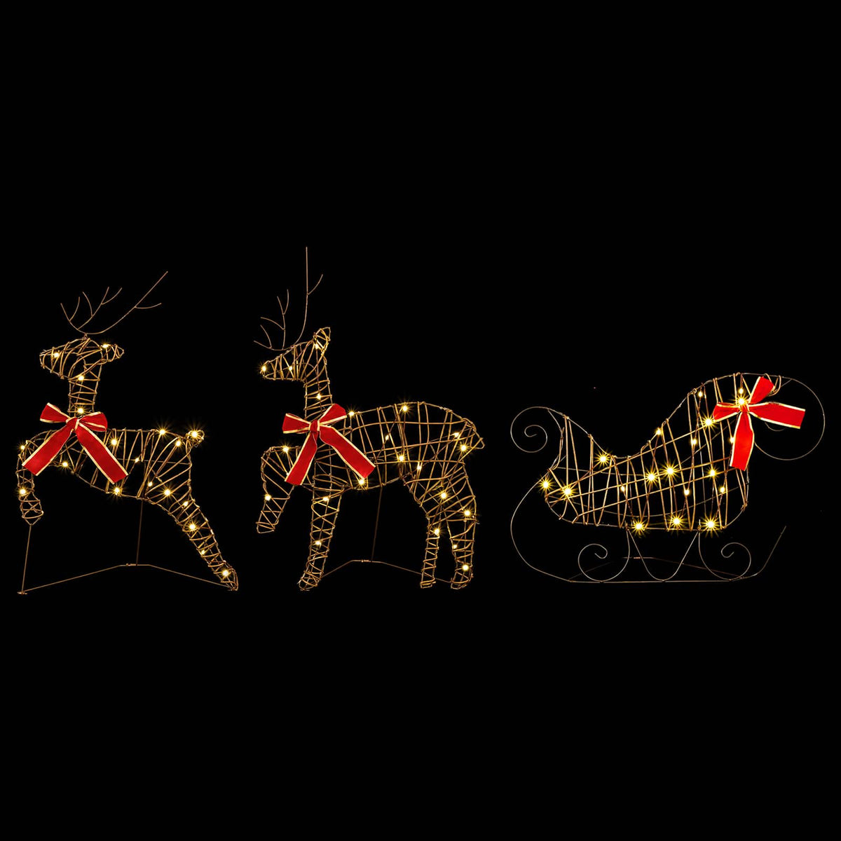 vidaXL Christmas Reindeer with sleigh 5 pcs 100 LEDs Warm White
