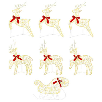 vidaXL Christmas Reindeer with sleigh 7 pcs 140 LEDs Warm White