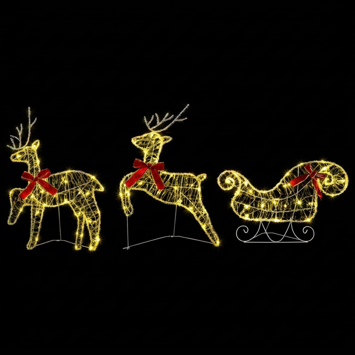vidaXL Christmas Reindeer with sleigh 7 pcs 140 LEDs Warm White