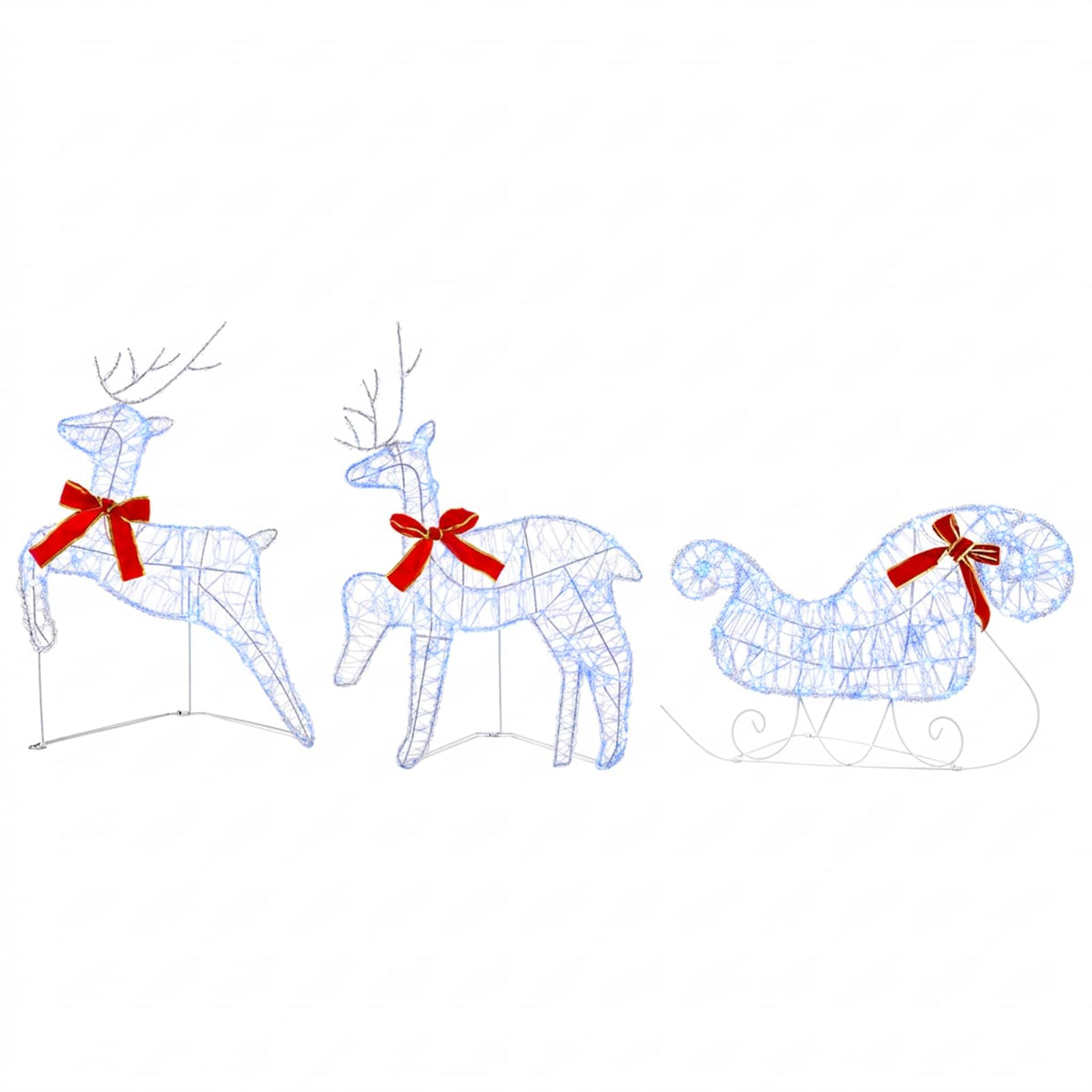 vidaXL Christmas Reindeer with sleigh 7 pcs 140 LEDs Blue