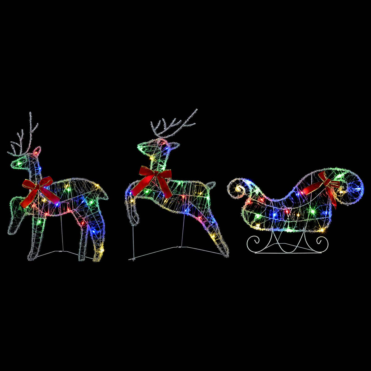 vidaXL Christmas Reindeer with sleigh 7 pcs 140 LEDs Multicolour