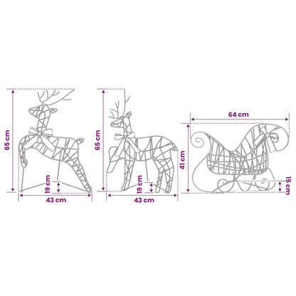 vidaXL Christmas Reindeer with sleigh 7 pcs 140 LEDs Warm White