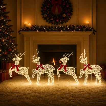 vidaXL Christmas Reindeer 4 pcs 80 LEDs Warm White 43 x 19 x 65 cm