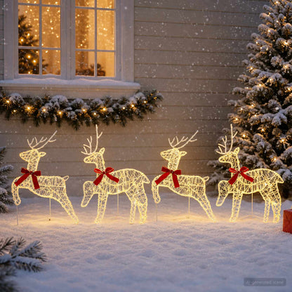 vidaXL Christmas Reindeer 4 pcs 80 LEDs Warm White 43 x 19 x 65 cm