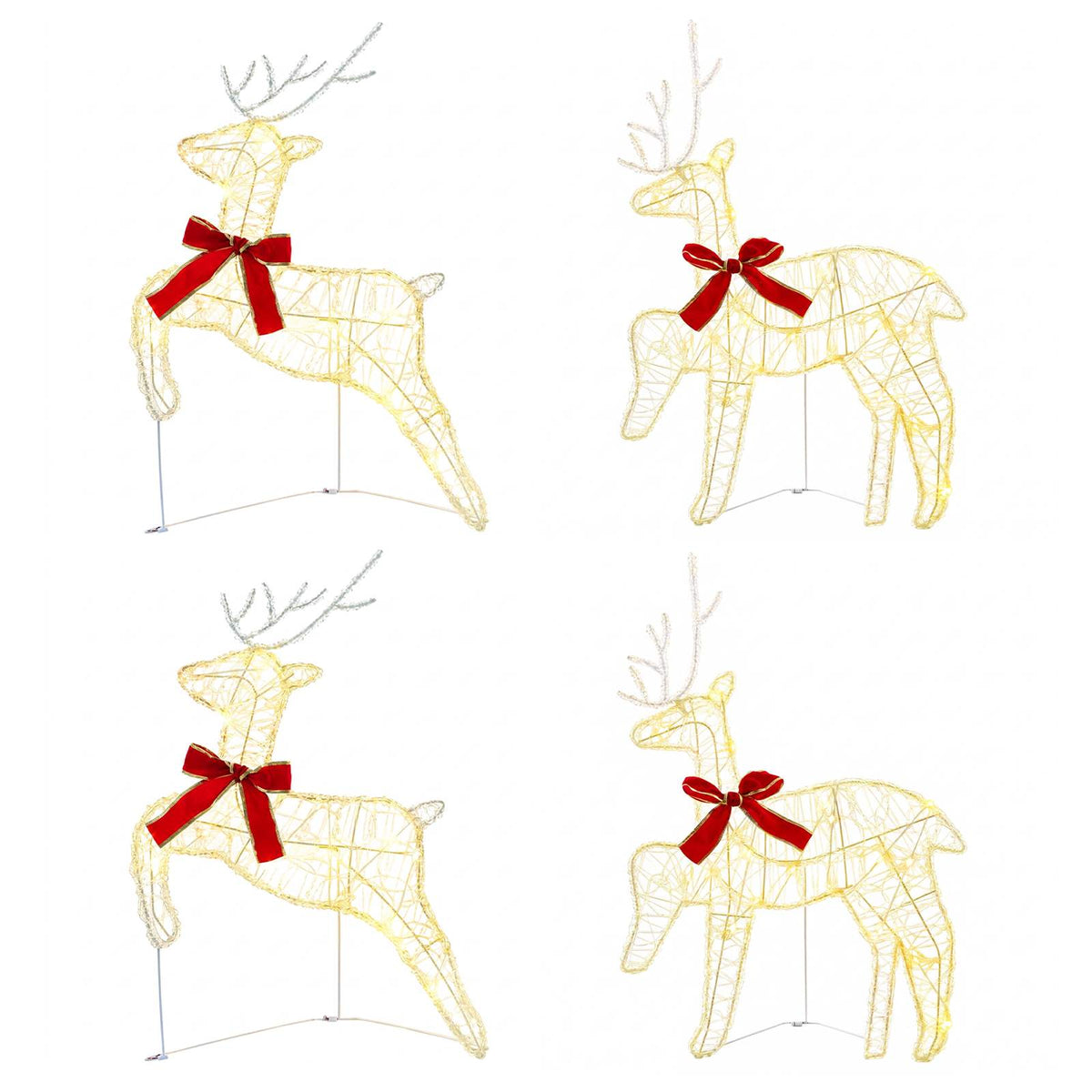 vidaXL Christmas Reindeer 4 pcs 80 LEDs Warm White 43 x 19 x 65 cm