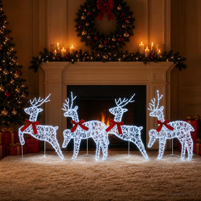 vidaXL Christmas Reindeer 4 pcs 80 LEDs Cold White 43 x 19 x 65 cm