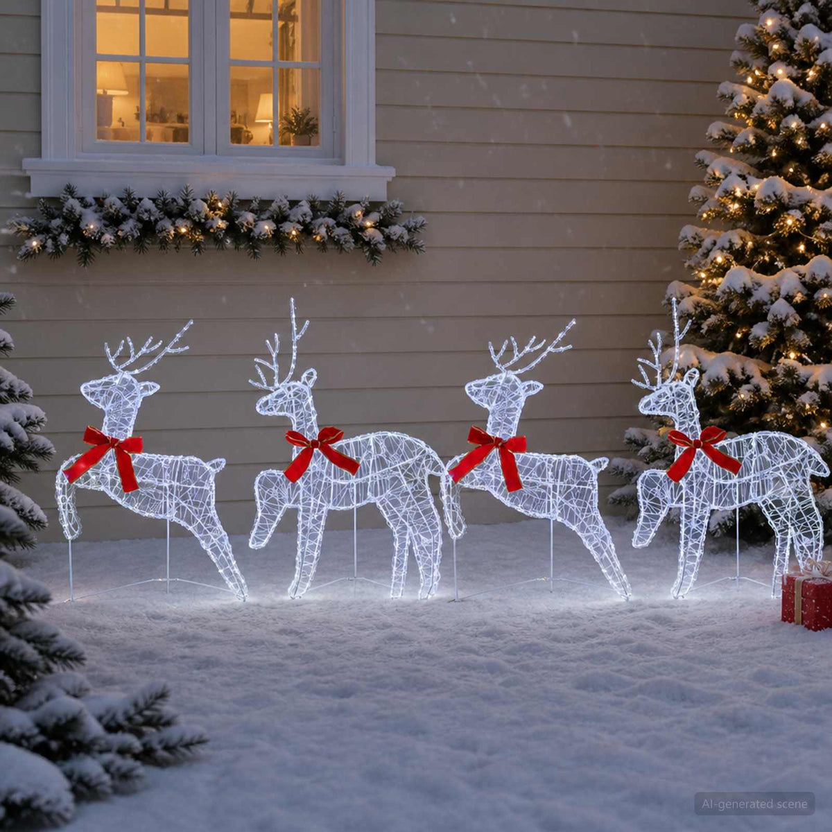 vidaXL Christmas Reindeer 4 pcs 80 LEDs Cold White 43 x 19 x 65 cm