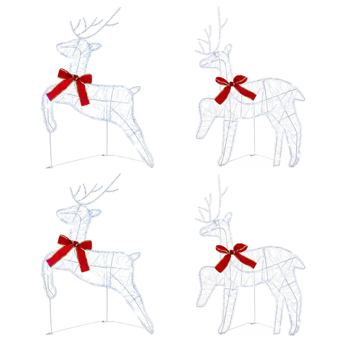 vidaXL Christmas Reindeer 4 pcs 80 LEDs Cold White 43 x 19 x 65 cm