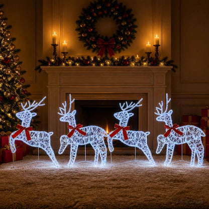 vidaXL Christmas Reindeer 4 pcs 80 LEDs Blue 43 x 19 x 65 cm
