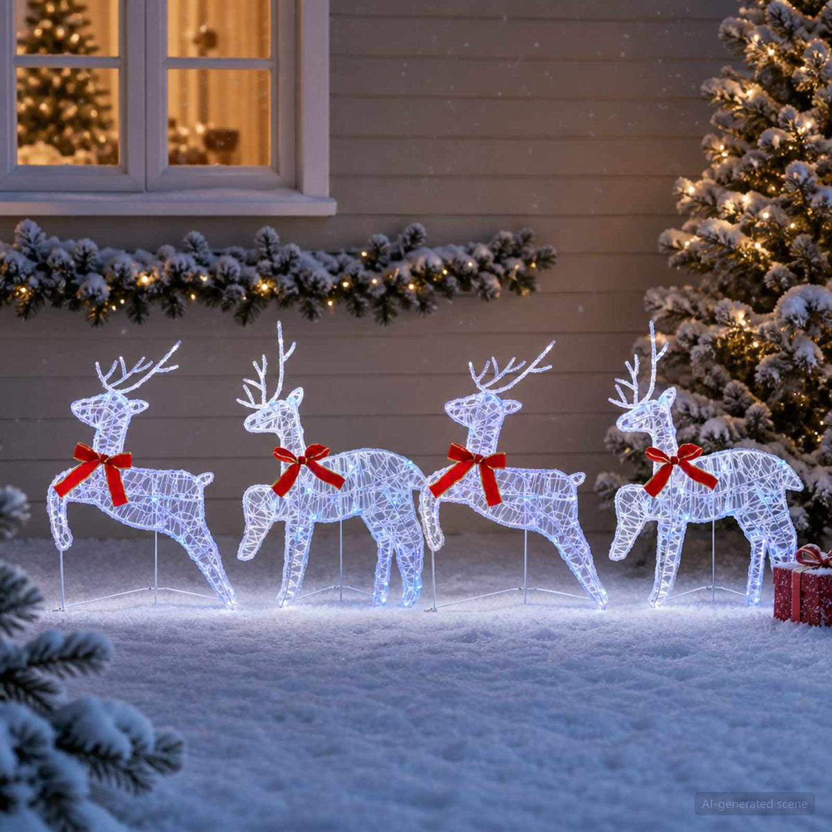 vidaXL Christmas Reindeer 4 pcs 80 LEDs Blue 43 x 19 x 65 cm