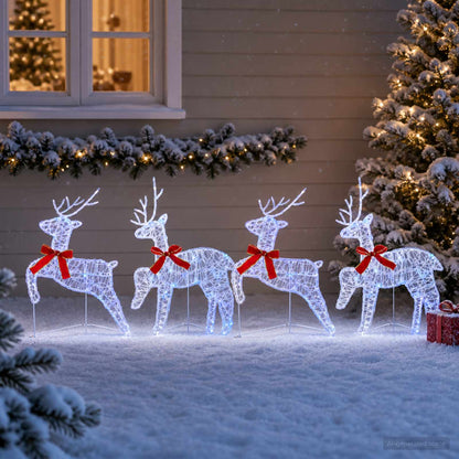 vidaXL Christmas Reindeer 4 pcs 80 LEDs Blue 43 x 19 x 65 cm